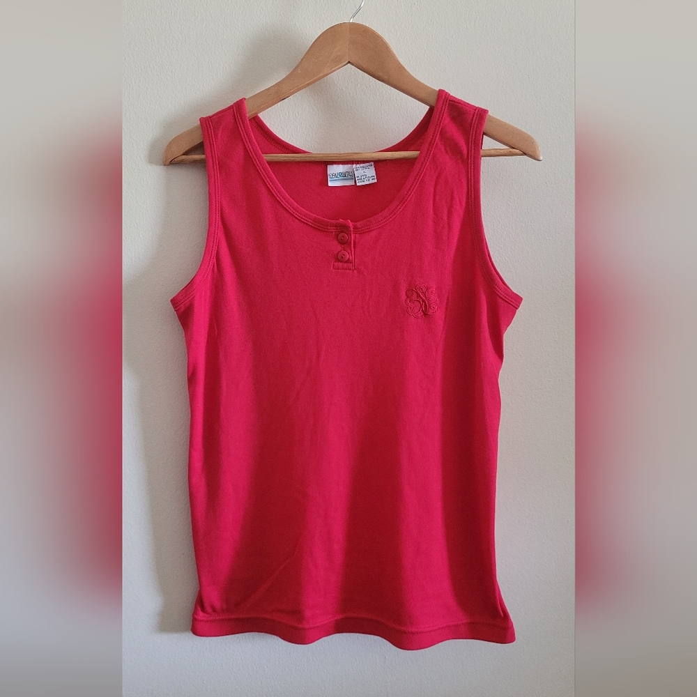Vintage Favorites Logo Embroidered Cotton Blend Tank Top, Women's L, Red